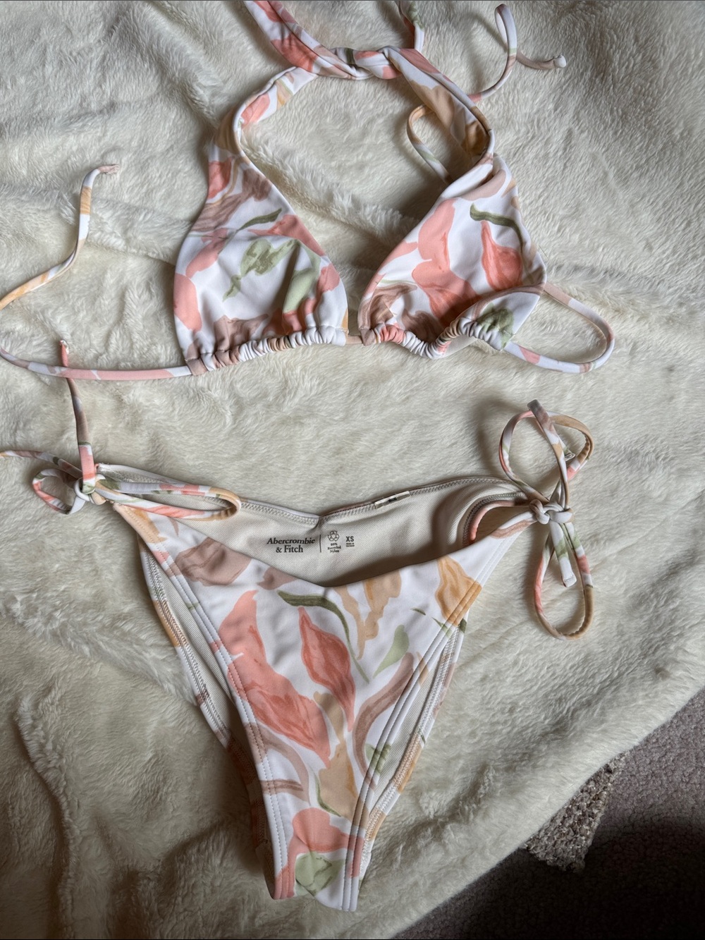 Abercrombie & Fitch Pink White Floral Side Tie Multiway Bikini Matching Set - Picture 7 of 7
